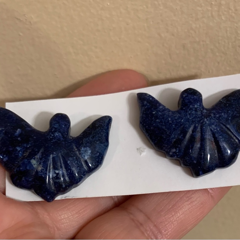 Blue Stone Bat Shaped Earrings